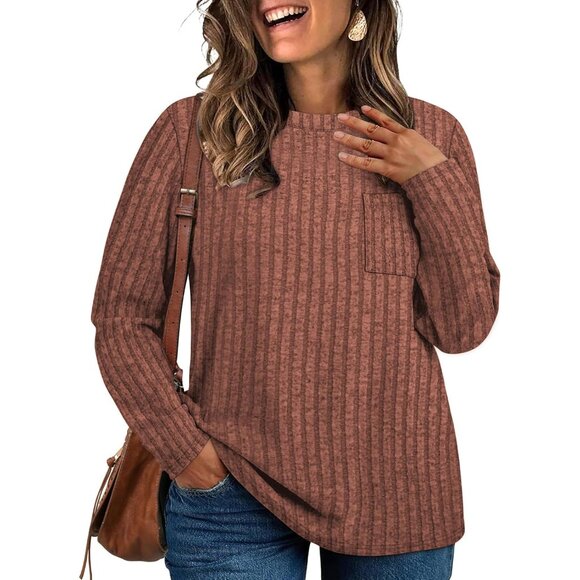 Plus Size Women's Tunic Top Knitted Lightweight Casual Long Sleeve Shirts - Picture 1 of 5
